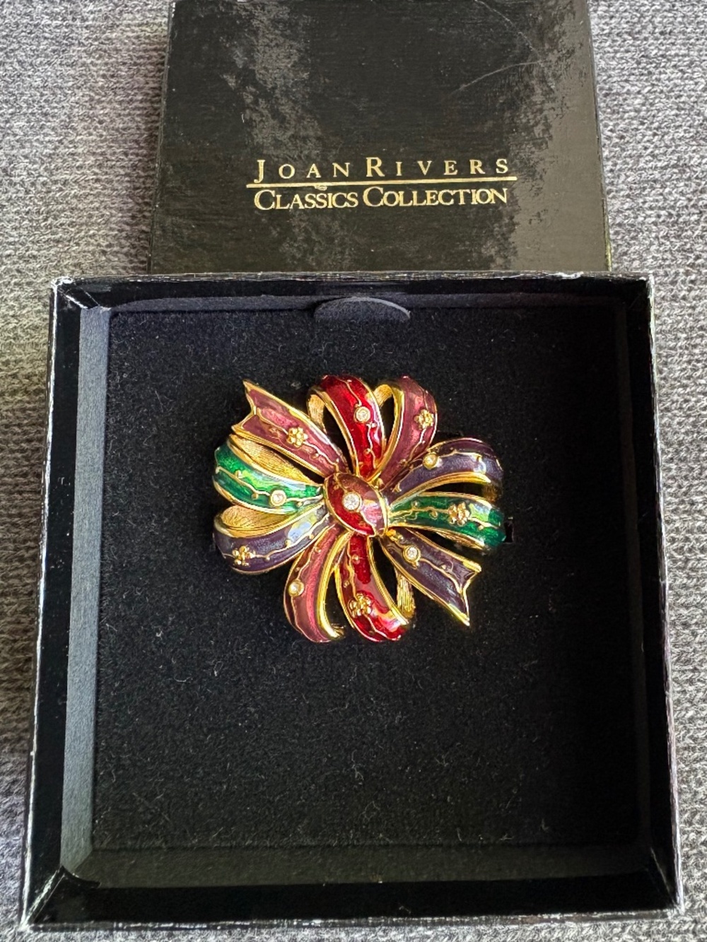 NIB Joan Rivers "Jeweled Kaleidoscope" Ribbon Bow Brooch